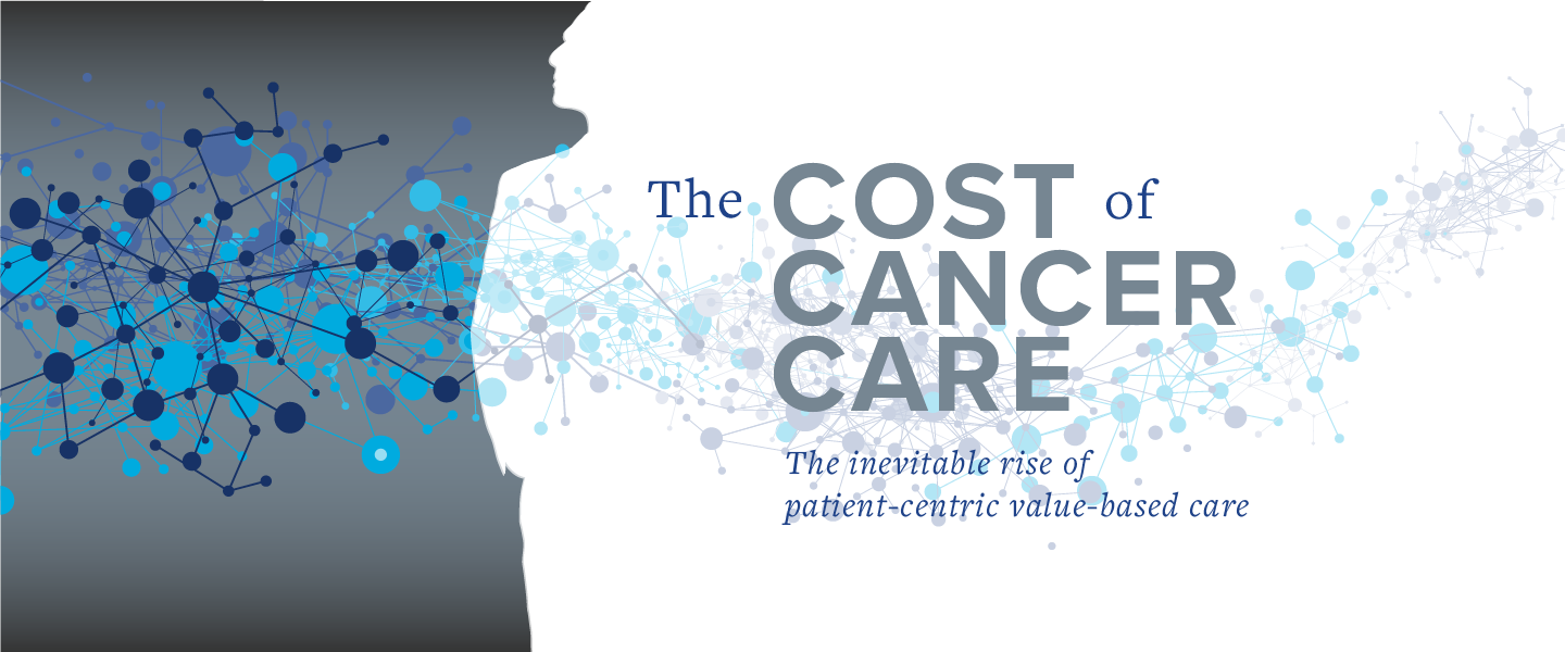 The cost of cancer care graphic with outline of the human body standing
