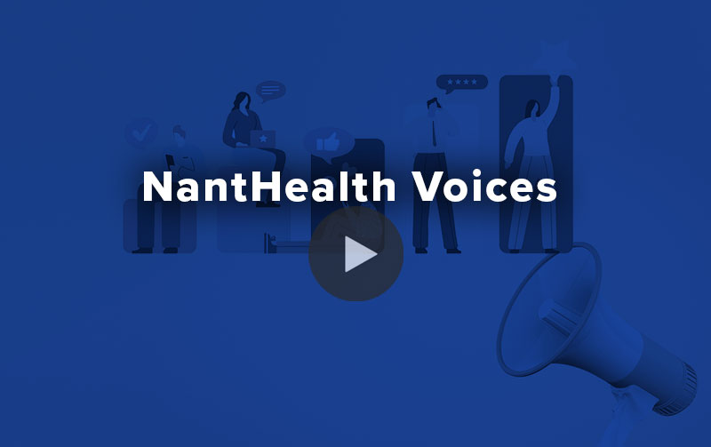 NantHealth Voices graphic with megaphone background