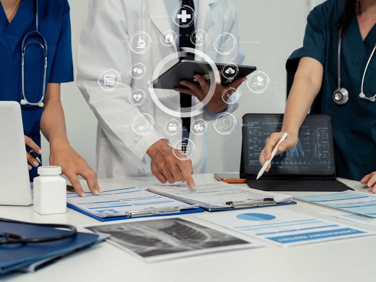 Payer operations team reviewing analytics dashboard